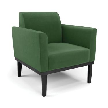 Imagem de Conjunto Poltrona E Namoradeira Decorativa Pés Fixo Em Madeira Preto Suede Verde