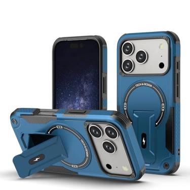 Imagem de IRTGFG Capa de celular dobrável com suporte magnético e proteção invisível para iPhone 16E (Azul)