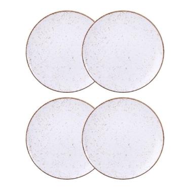Imagem de Jogo De Pratos Rasos Grande Rústico 4 Peças 28cm Porcelana Tramontina