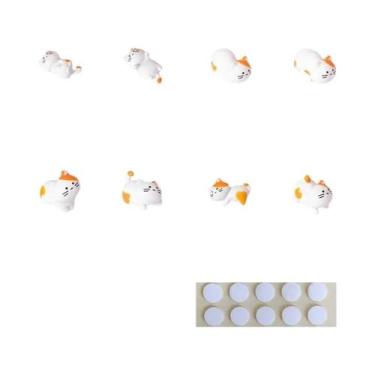 Imagem de Figurinhas De Gato Laranja 8 Peças Miniatura PVC Decoração De Carro Pa