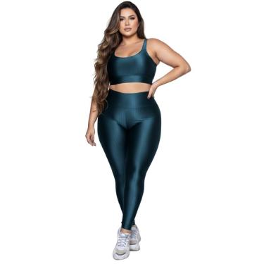 Imagem de Conjunto Fitness Plus Size Top e Calça New Zig 3D Vekyo Alta Compressão Academia Treino Musculação-Feminino