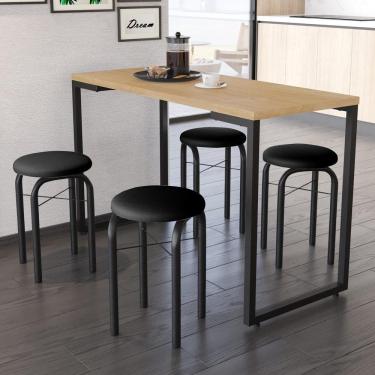 Imagem de Conjunto Mesa De Cozinha 120cm 4 Banquetas Nature