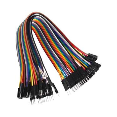 Imagem de Fio Jumper Dupont De 30cm Com 20 Pinos Macho-Macho, Fêmea-Macho, Fêmea