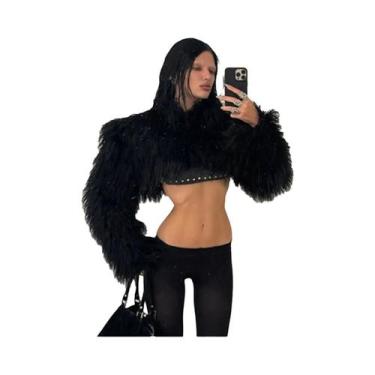 Imagem de Jaqueta Cropped De Luxo Sexy Para Mulheres, Quente E Estilosa, Com Fra