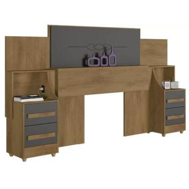 Imagem de Cabeceira De Casal Síria Cinamomo/Grafite  RV Móveis