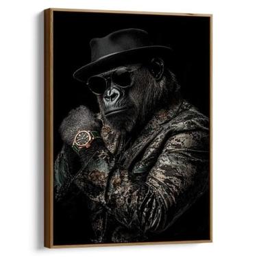 Imagem de Quadro decorativo Gorila de Negócios - Art Canvas, 120 x 80 cm, Tabaco
