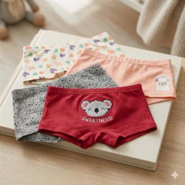 Imagem de Kit 4 Calcinhas Boxer Infantil  Conforto e Estilo para Crianças - no-b