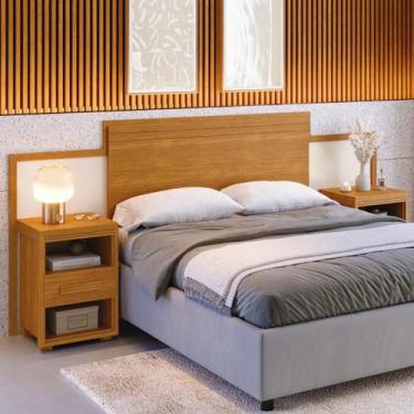 Imagem de Cabeceira Extensível Com Mesas De Cabeceira Em Mdf Para Cama Box Casal
