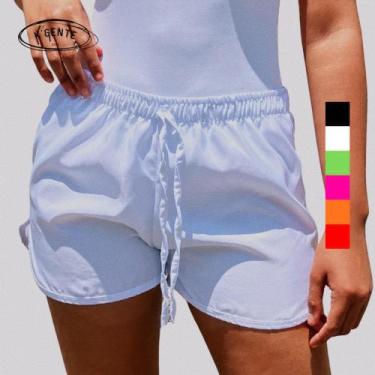 Imagem de short tactel feminino VariaS cores e Tamanhos saida de praia, Branco, 