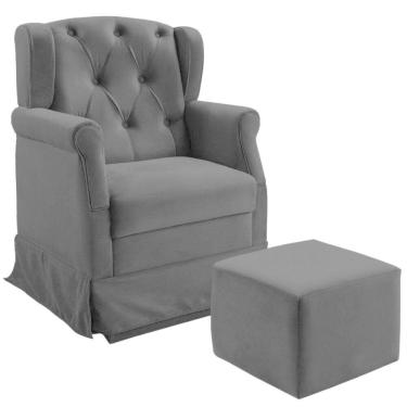 Imagem de Poltrona De Balanço Amamentação Ternura Balanco Para Amamentacao Veludo Preto Puff