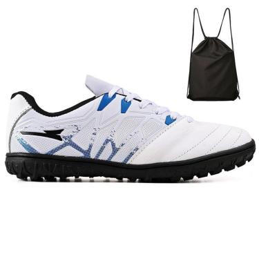 Imagem de Kit Chuteira Futebol Society Bico em Couro Campo Grama Sintetica + Mochila Adulto-Unissex