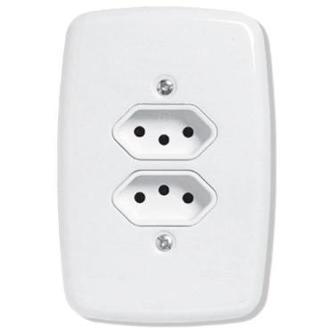 Imagem de Tomada Ideale Pluzie Dupla 2P+T 10A com Placa 4x2 Branca