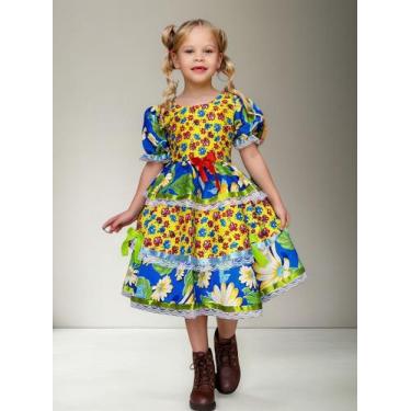 Imagem de Vestido Infantil Festa Junina Julina Quadrilha Caipira Luxo - Festa Lu