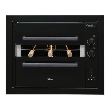 Imagem de Churrasqueira a Gás Embutir com Forno Fischer Ranch 3 Espetos Easyclean Esmaltado Preto...
