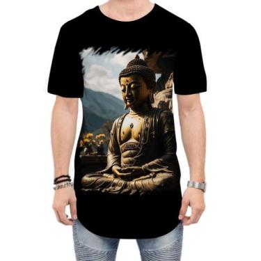 Imagem de Camiseta Longline Estátua de Buda Iluminado Religião 5 - Kasubeck Stor