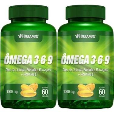 Imagem de Kit 2X Ômega 3, 6 e 9 Linhaça, Prímula E Borragem + Vitamina E - 60 Cápsulas - Herbamed...