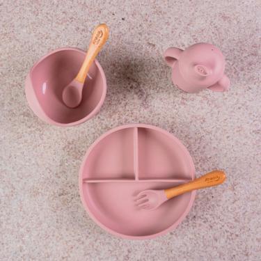 Imagem de Kit Alimentação De Bebê Freso Baby Silicone Livre Bpa Introdução Alimentar Prato Com Ve...