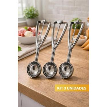 Imagem de Kit 3 Colheres para Sorvete em Aço Inox Michelon