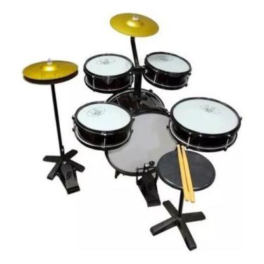 Imagem de Bateria Infantil Rock Baby Am 2 Ton Profissional C/ Chimbal, Preto