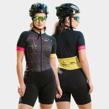 Imagem de Macaquinho de Ciclismo Feminino Manga Curta Sublimado Forro Espuma Repirável Antitransparência-Feminino