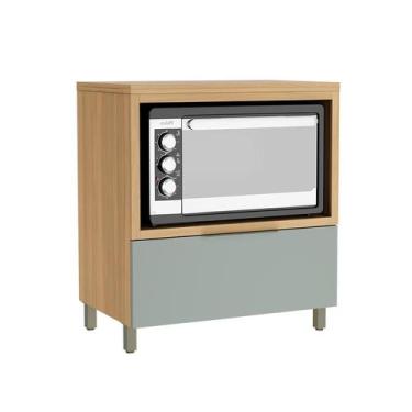 Imagem de Balcão de Cozinha com Tampo Marquesa 100% MDF 1 Gaveta Verde e Nature 