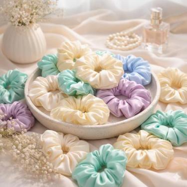 Imagem de Kit 30 Xuxinhas de Cetim com Costura Embutida Scrunchies Frufru Rabicó