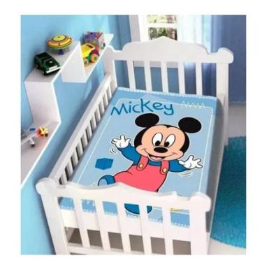 Imagem de Cobertor Infantil Raschel Plus Disney Minnie e Mickey Bebê Rosa Azul -