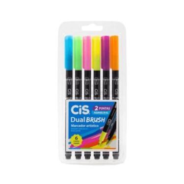 Imagem de Marcador Cis Dual Brush Neon 06 Cores