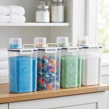Imagem de Kit 4 Pote Hermetico de Lavanderia 2L Dispenser Organizador com Tampa 