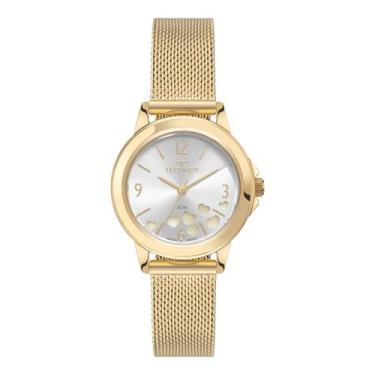 Imagem de Relógio Technos Feminino Ref: 2036nbh/1k Corações Mesh Dourado
