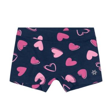 Imagem de Calcinha Boxer Infantil Cotton Marinho Corações Brandili, M