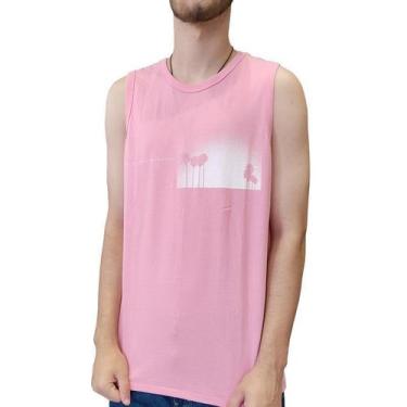 Imagem de Camiseta Regata Hering Masculina Rosa Estampa Branca 4ADDKMEN, M, Rosa