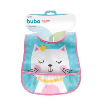 Imagem de Babador Com Bolso Pega Migalhas Buba Gatinha Azul