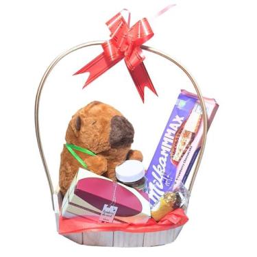 Imagem de Cesta Presente Capivara com Milka Gigante, Chocolates e Item Natura - 