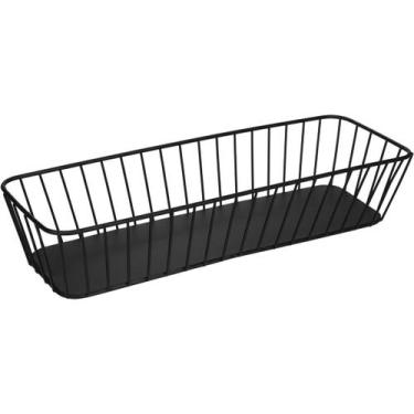 Imagem de Bandeja Home&Co 7x35x12cm Metal Preto Enfeite Decorativo para Sala Qua