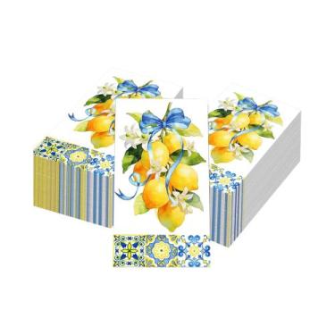 Imagem de Guardanapos De Limão Em Porcelana Azul E Branca 20/40 Peças Descartáve