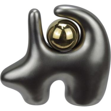 Imagem de Escultura Home&Co 19x21cm Resina Prata Enfeite Decoração para Sala Mes