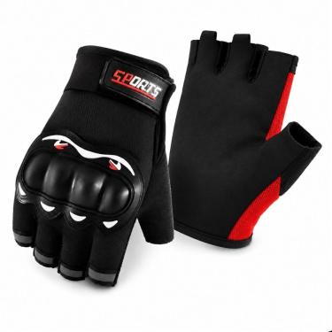 Imagem de Luva Esportiva Meio Dedo Academia Moto Ciclismo Bike Palma Antiderrapante Design Anatômico Preto Único