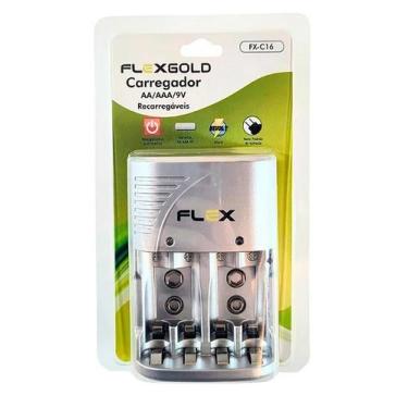Imagem de Carregador de bateria p/4 aa-4 aaa ou 9v bivolt - Flexgold