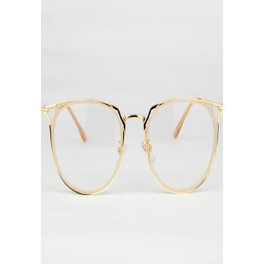 Imagem de Armação De Óculos Para Grau Feminina Redonda Galix Dourada-Feminino