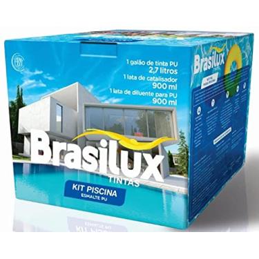 Imagem de KIT ESMALTE P/PISCINA PU AZUL c/Catalizador e Diluente Brasilux
