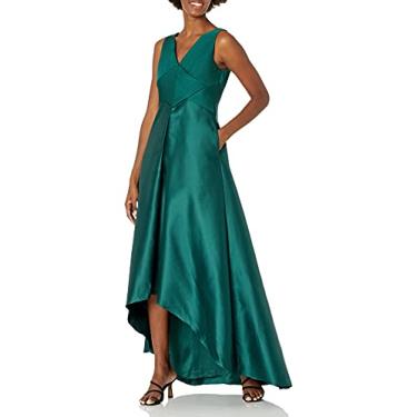 Imagem de Adrianna Papell Vestido feminino plissado Hi-Low Mikado, Floresta escura, 40
