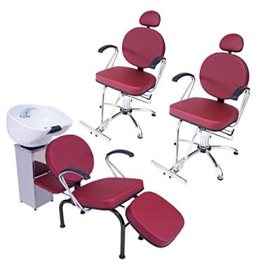 Imagem de Kit 2 Poltronas Cadeira Recl e Lavatório Salão Beleza Veneza