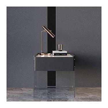 Imagem de jinyi2016SHOP Mesas Laterais de Cama Quarto Ardósia Mesa de Cabeceira de Vidro Pequena Mesa de Café Pequena Gaveta Armazenamento Mesa de Cabeceira Mesas de Cabeceira para Quarto (Cor: C, Comprimento: 50 cm)