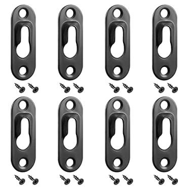 Imagem de 40 peças de placas para pendurar com orifício único, ganchos de metal para fechadura com 80 parafusos para moldura de foto, gancho de armário espelhado, 43 x 16 mm (preto)