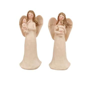 Imagem de Kit 2 Anjo Com Bebê No Colo Nude Barroco 11X5X3Cm Estátua