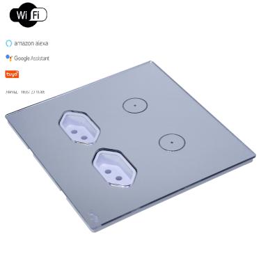 Imagem de Interruptor Touch Wi-Fi Tok Glass 2 Botões+Tom Pr 4X4 Lumenx