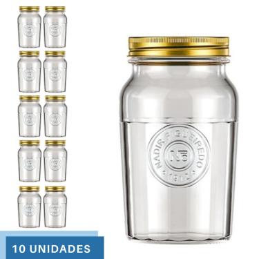 Imagem de 10 Pote Americano Mantimento Café Vidro Vintage 1,5L Nadir