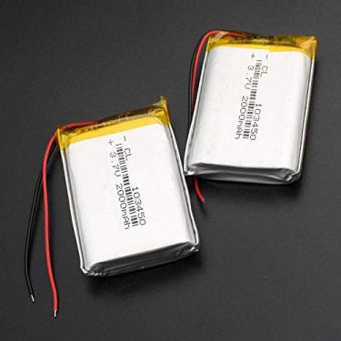 Imagem de Bateria de íon de lítio de alta capacidade 103450 bateria de polímero de lítio 3,7 V 2000 mAh bateria de polímero de lítio para lâmpada solar Mp5 alto-falante Bluetooth GPS 2 peças-2 peças