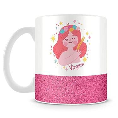 Imagem de Caneca Personalizada Base Glitter Rosa - Signo Virgem
